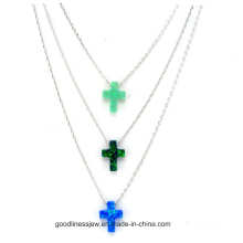 Cross Shape Collier en argent sterling 925 avec différentes couleurs Opal N6509